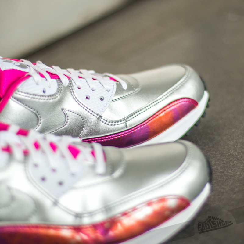 Zapatillas mujer Nike WMNS Air Max 90 PRM QS Metallic Silver/ White-Pink Pow-Fireberry