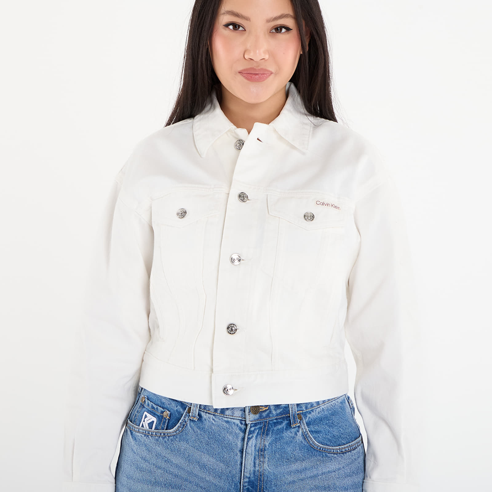 Jakker for kvinner Calvin Klein 90S Trucker Jacket Chalk White