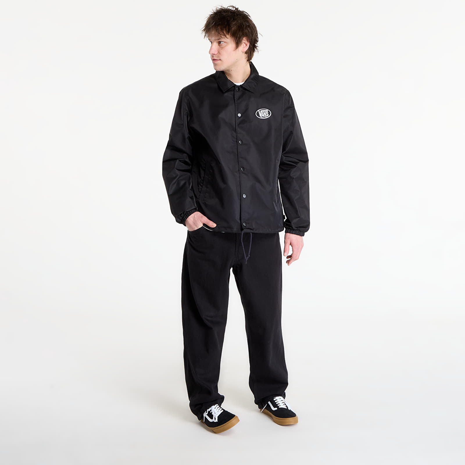Herrenjacken Vans Torrey Nylon Coaches Jacket Black/ White