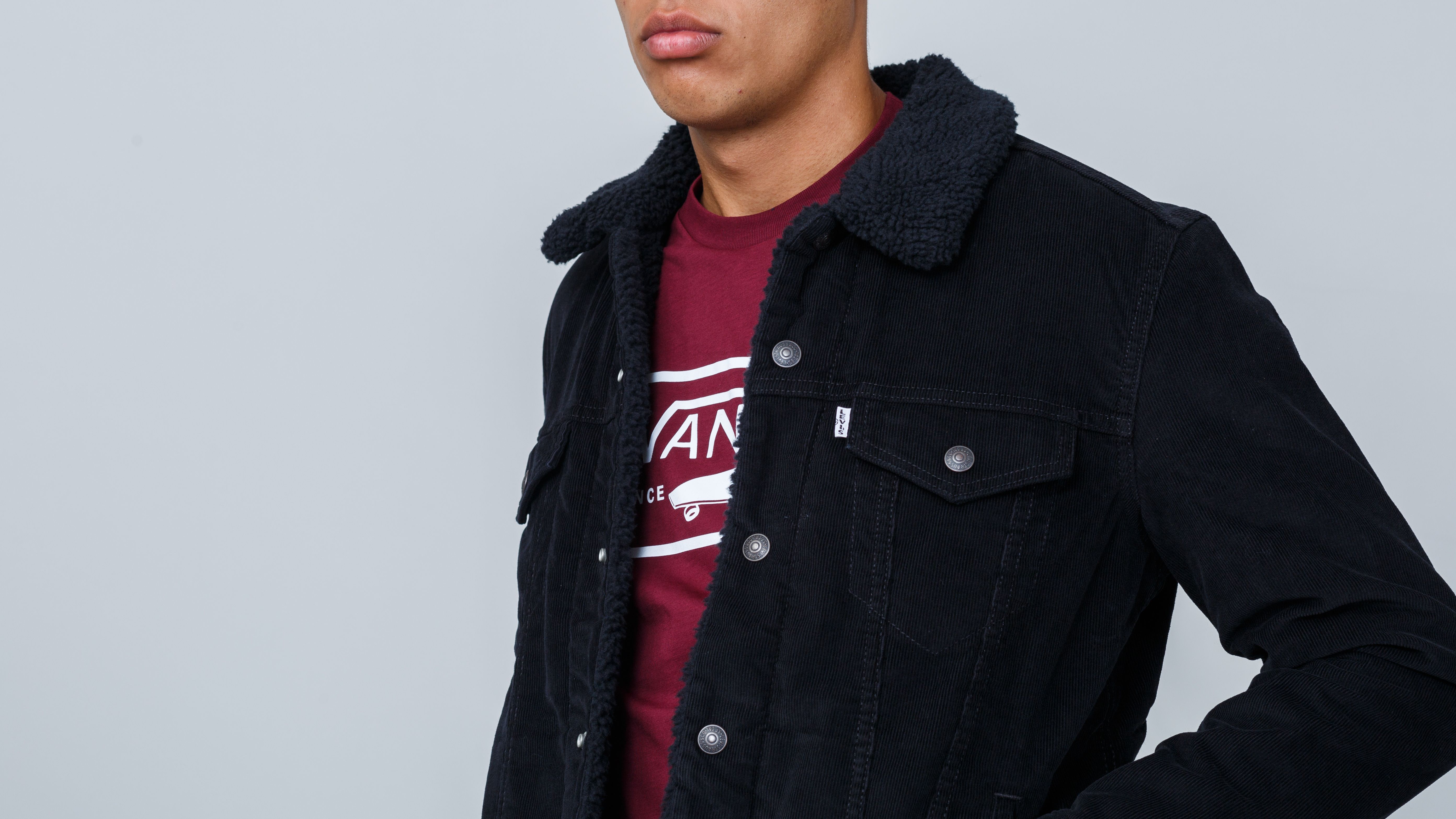 Jackets Levi s Type 3 Sherpa Trucker Jacket Black Cord Footshop