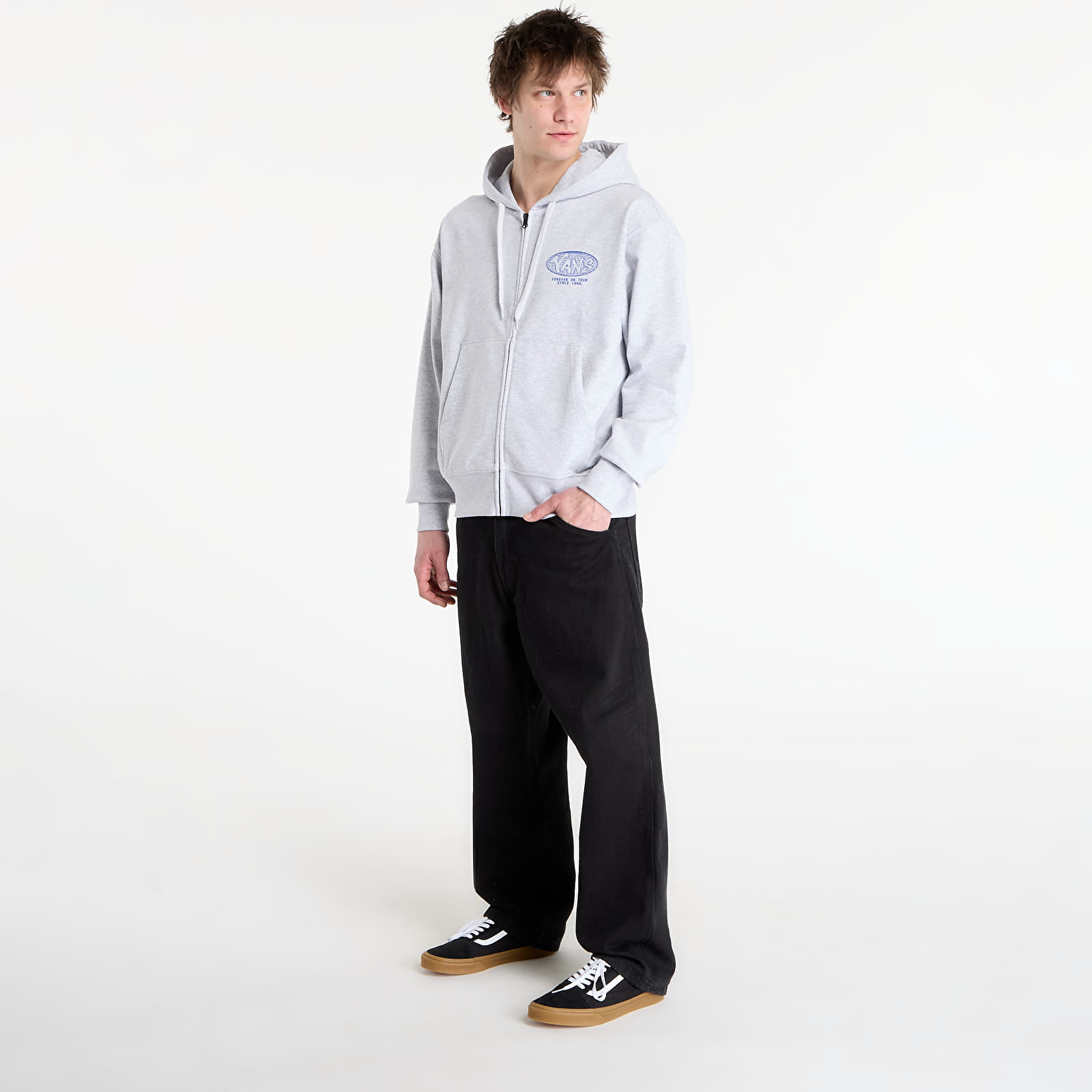 Hoodies für Männer Vans World Tour Loose Full Zip Hoodie Light Grey Heather