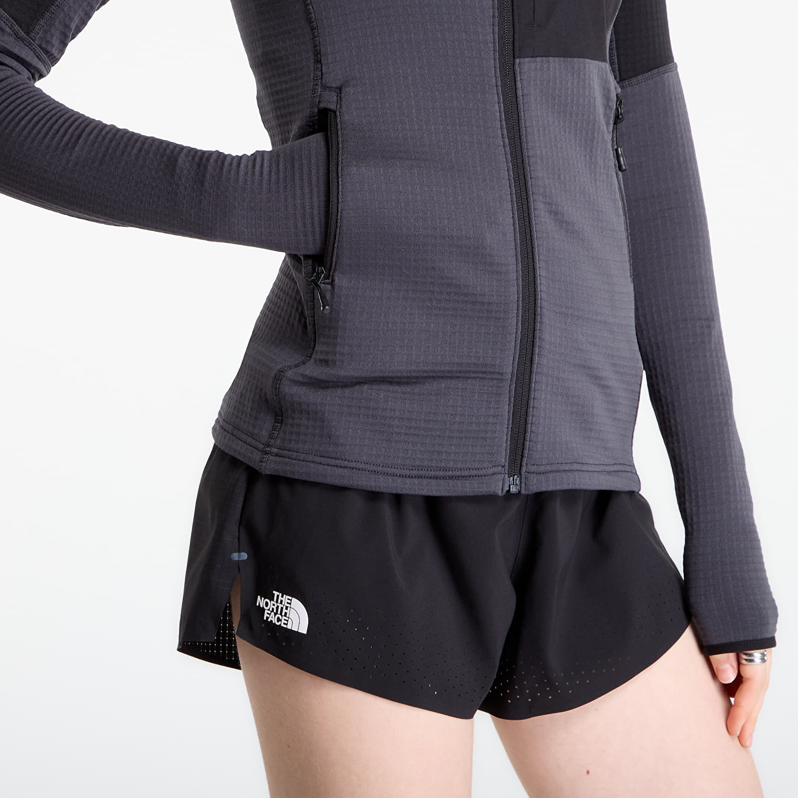  Sweatshirt The North Face Polartec Powergrid Stormgap Jacket Asphalt Grey/ Tnf Black Xs 