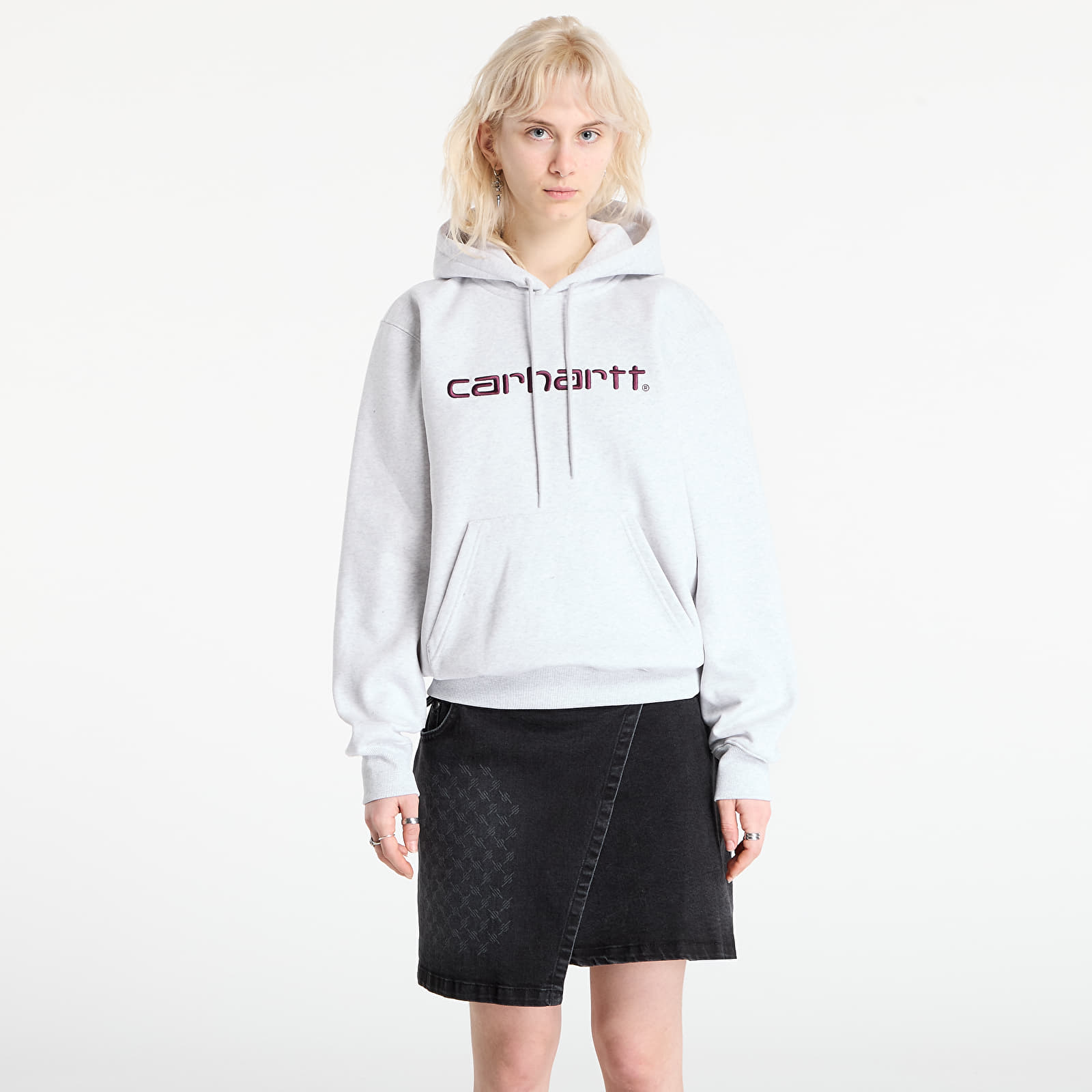 Mikiny Carhartt WIP Hooded Carhartt Sweat UNISEX Ash Heather/ Cozy Purple