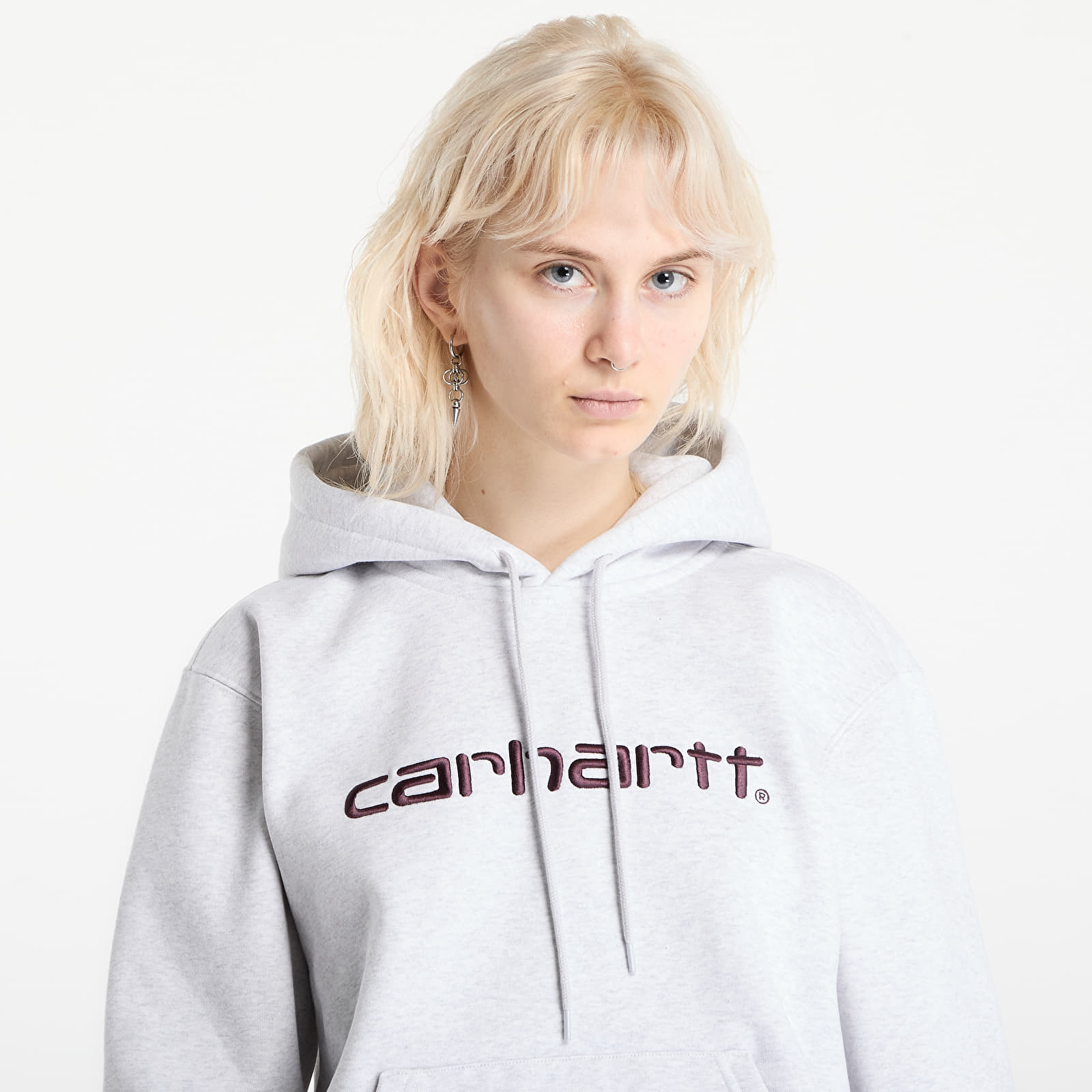 Mikiny Carhartt WIP Hooded Carhartt Sweat UNISEX Ash Heather/ Cozy Purple