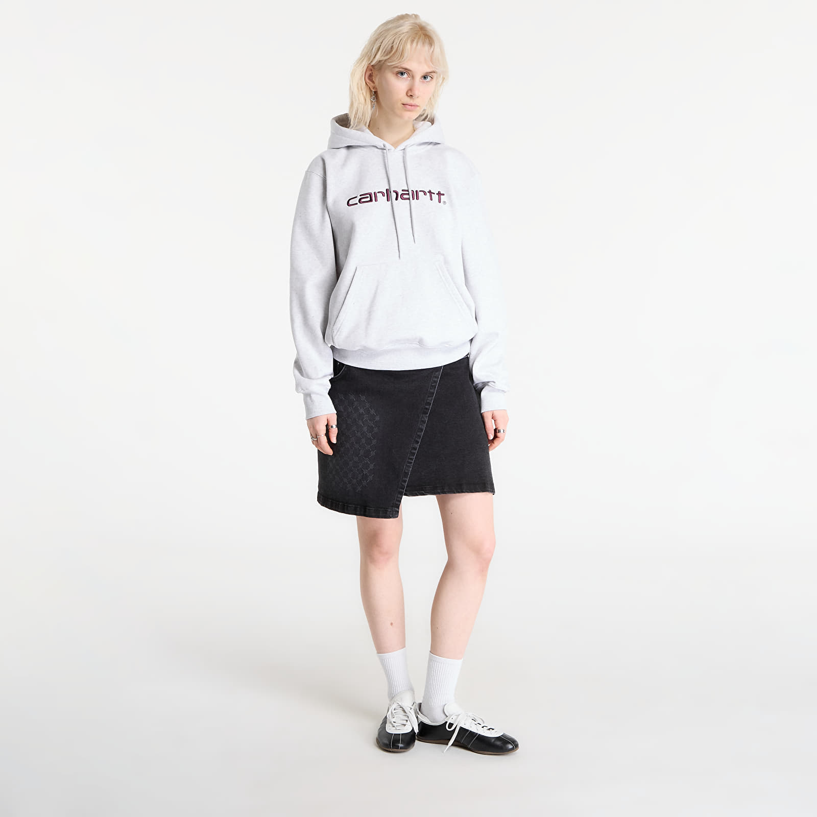 Mikiny Carhartt WIP Hooded Carhartt Sweat UNISEX Ash Heather/ Cozy Purple