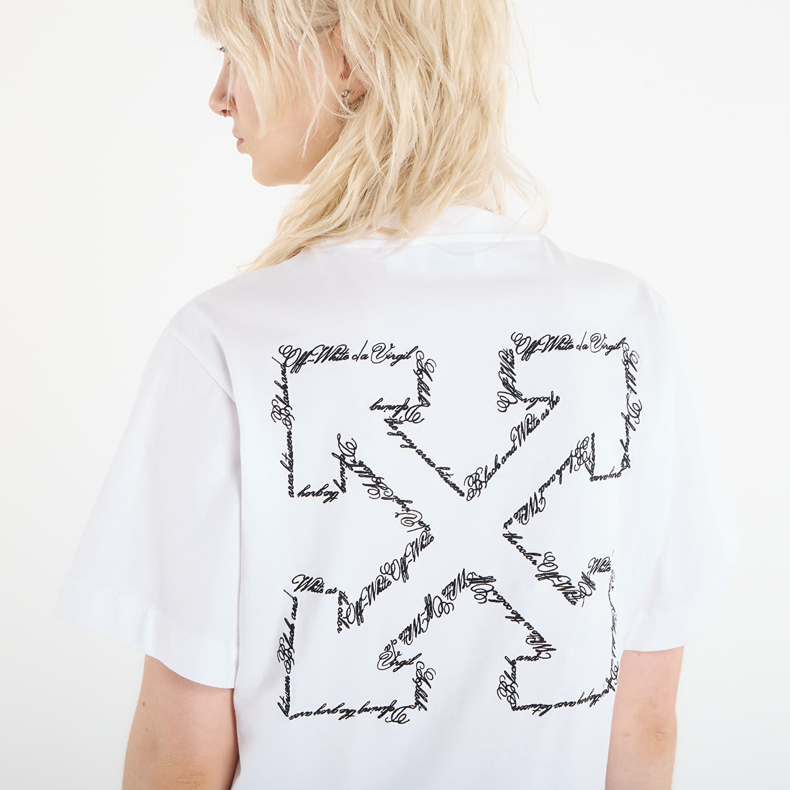 Camisetas Off-White Embr Arrow Script Crop Tee White/ Black