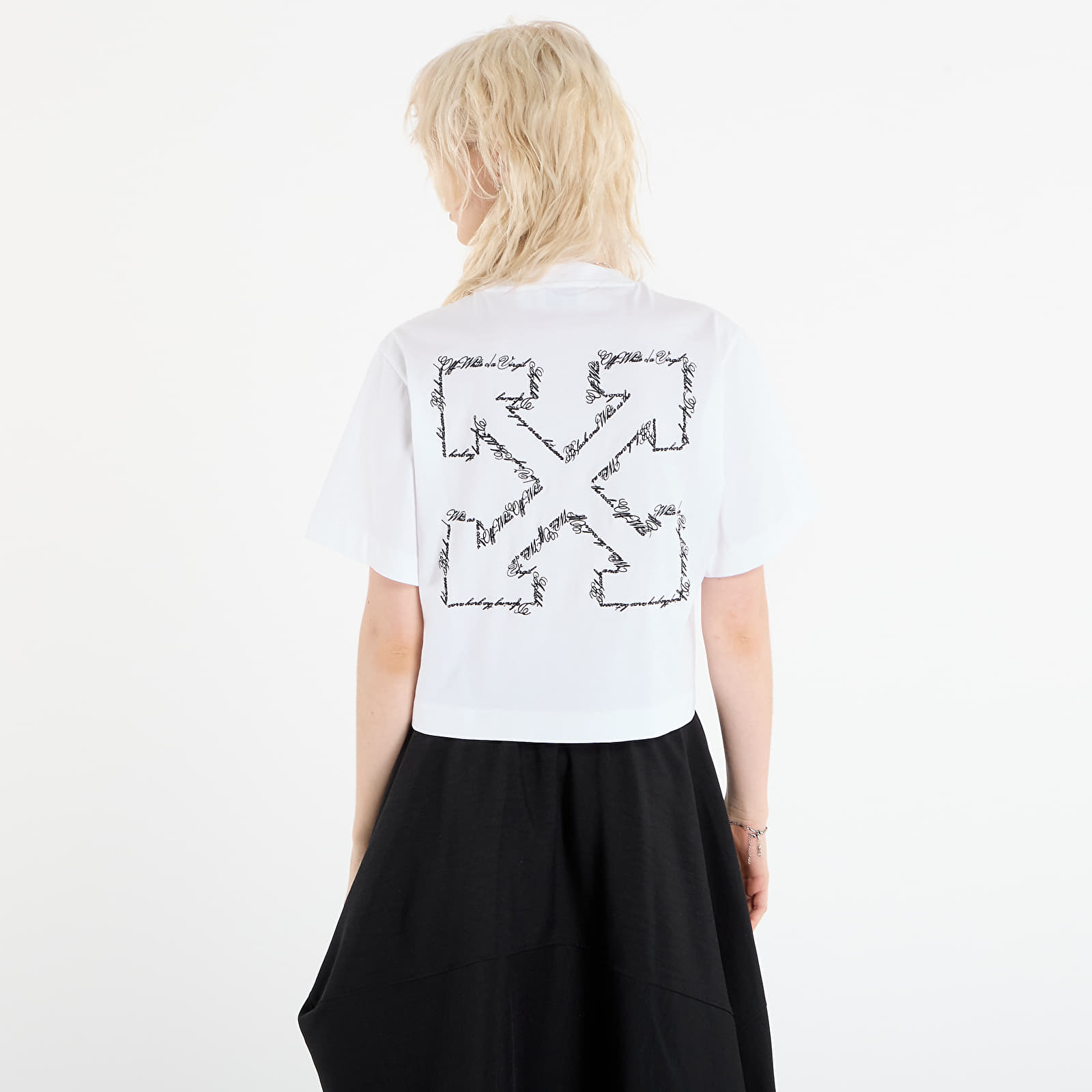 Camisetas Off-White Embr Arrow Script Crop Tee White/ Black