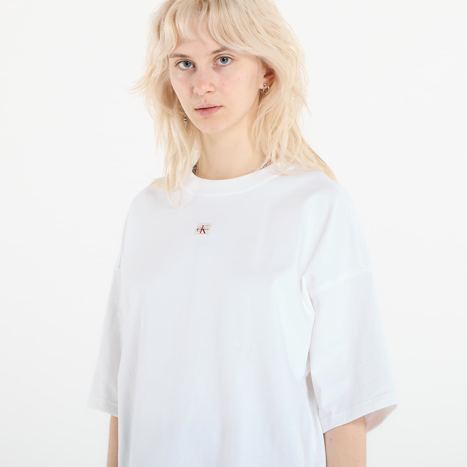 T-Shirts Calvin Klein Jeans Ss Woven Label Overs Tee White