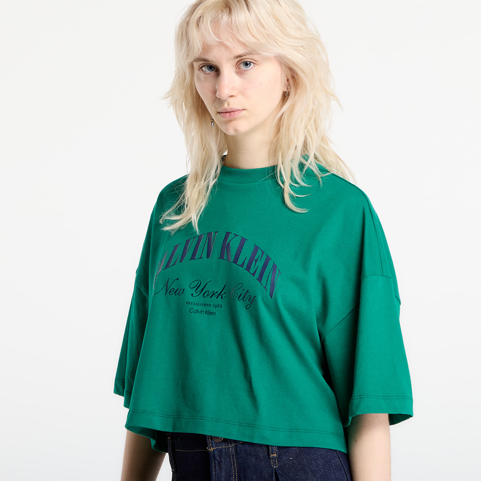 T-Shirts Calvin Klein Jeans Ss Cropped Boxy Heri Tee Green
