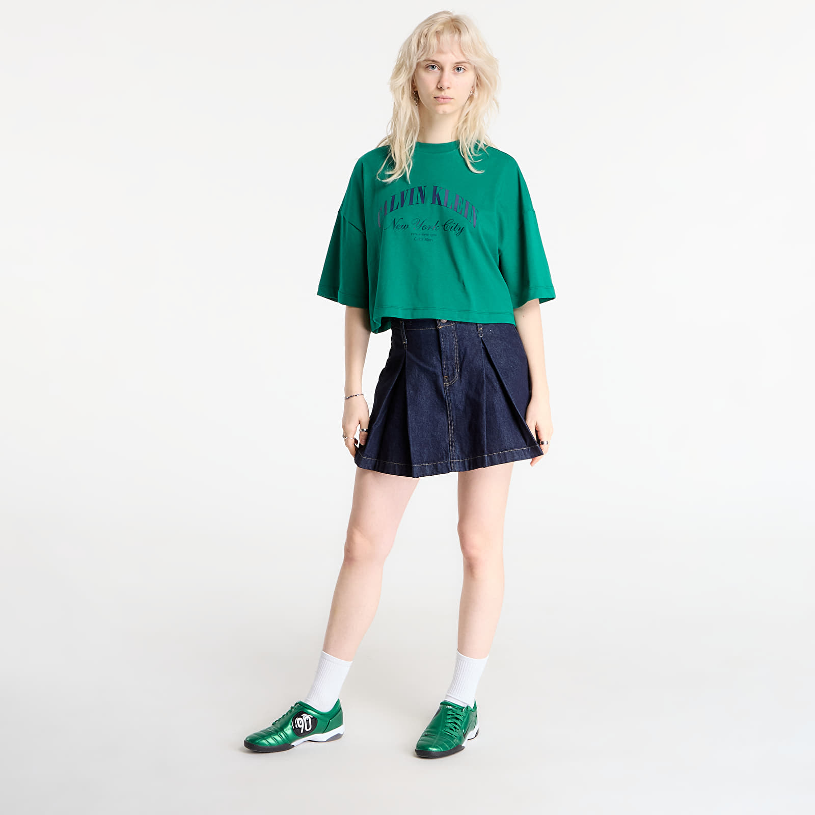 T-Shirts Calvin Klein Jeans Ss Cropped Boxy Heri Tee Green