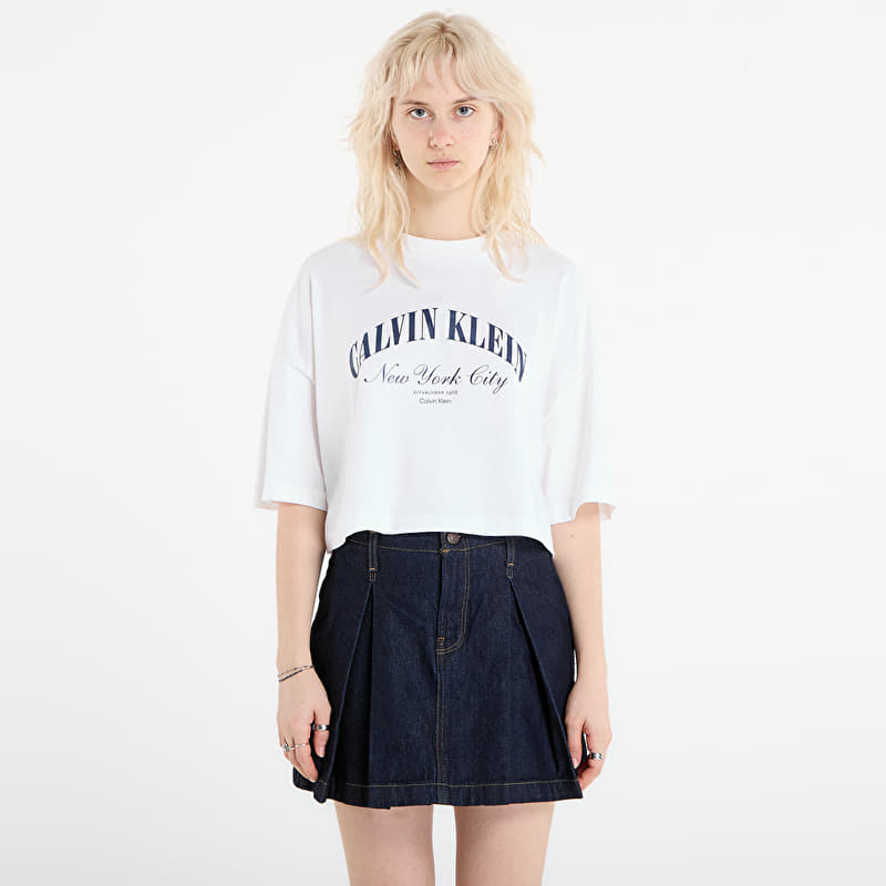 Marškinėliai Calvin Klein Jeans Ss Cropped Boxy Heri Tee White