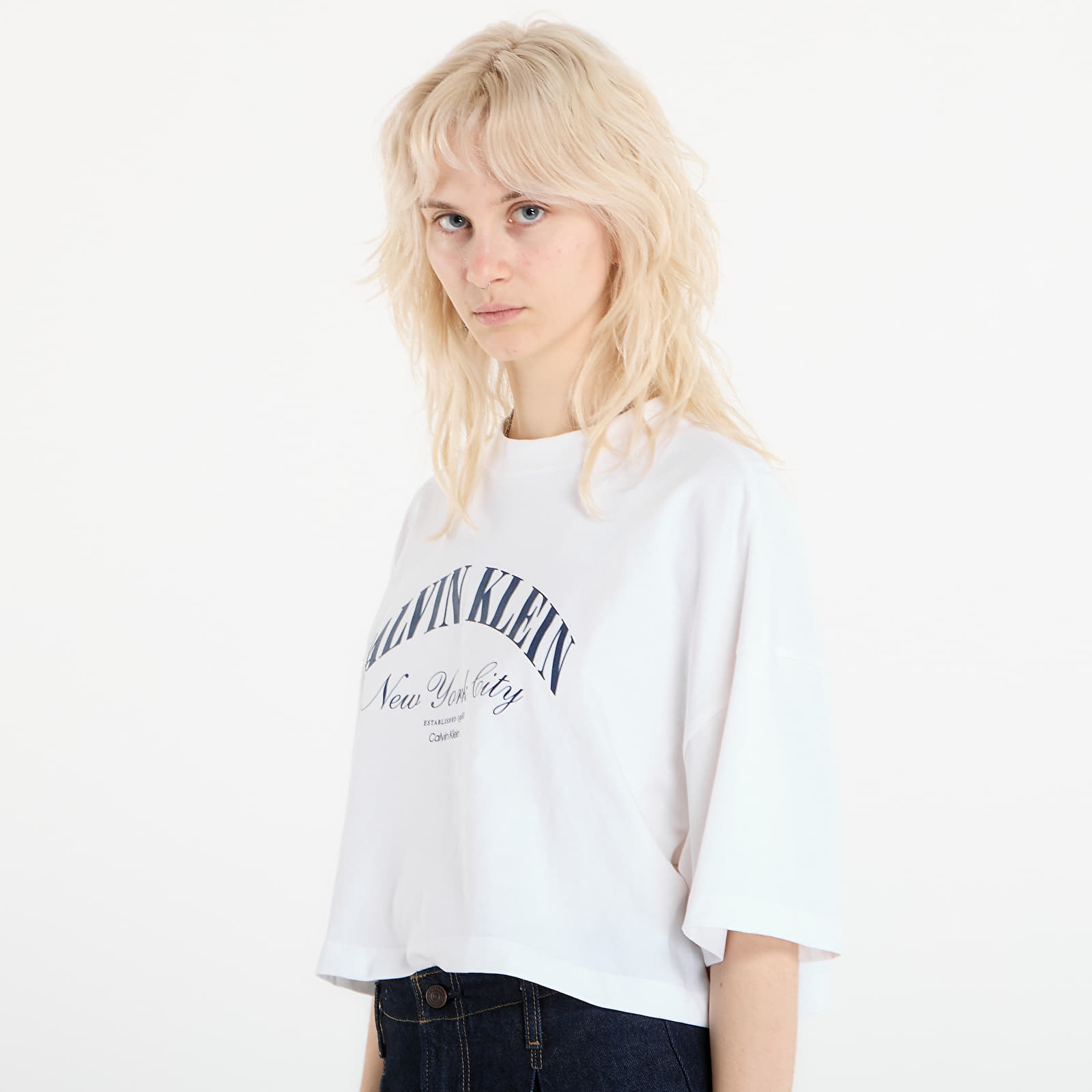 T-Shirts Calvin Klein Jeans Ss Cropped Boxy Heri Tee White