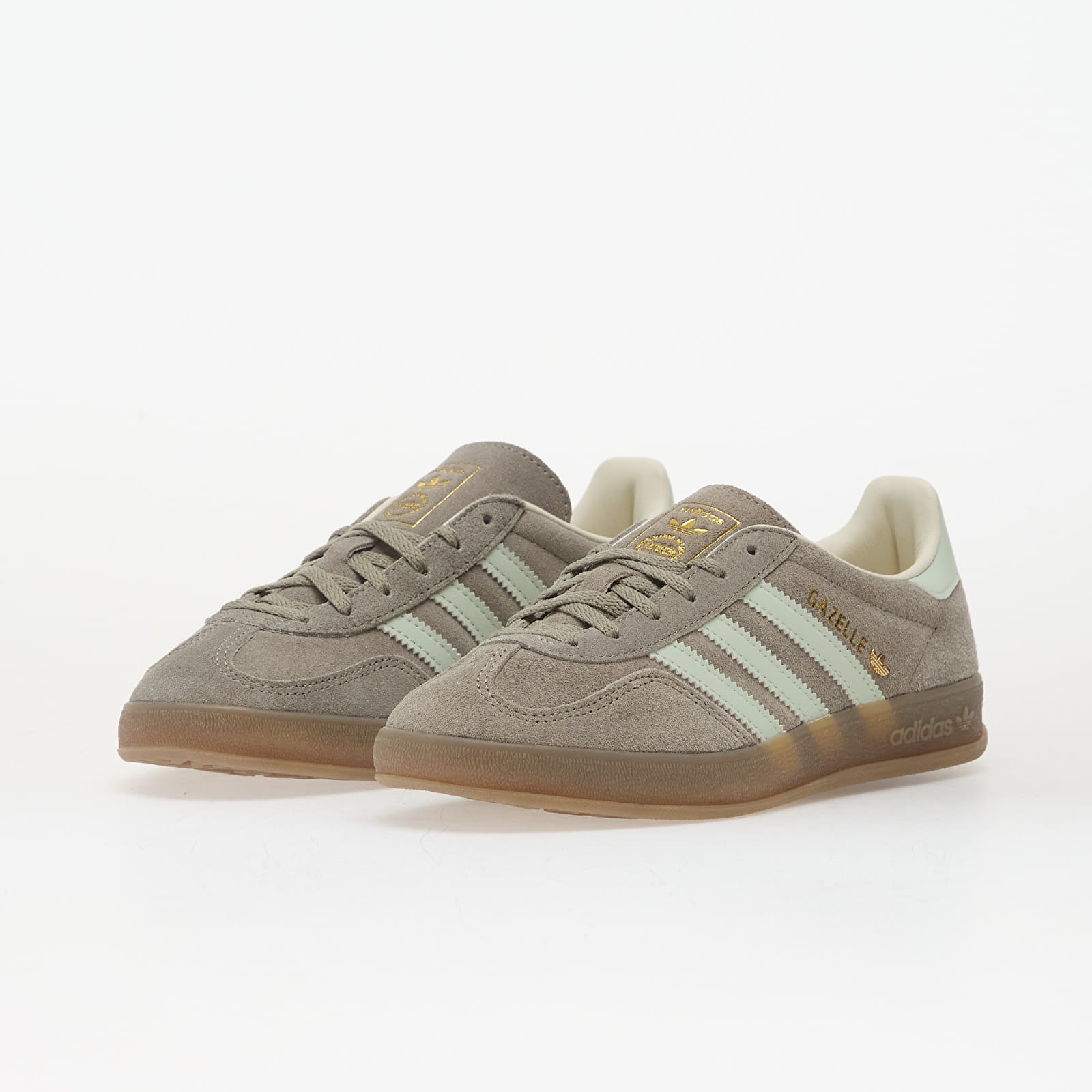 Women's shoes adidas Gazelle Indoor W Silver Pebble/ Linen Green/ Gum5