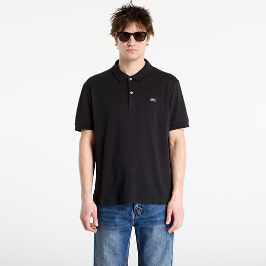 T-shirt LACOSTE Short Sleeved Ribbed Collar Shirt Black