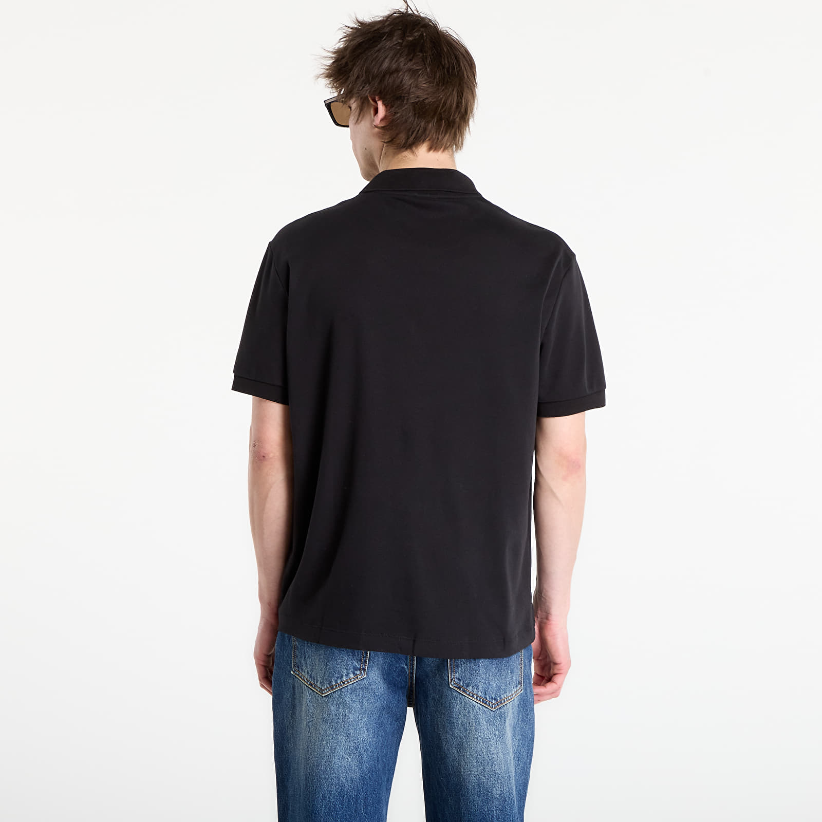 Moške majice  LACOSTE Short Sleeved Ribbed Collar Shirt Black