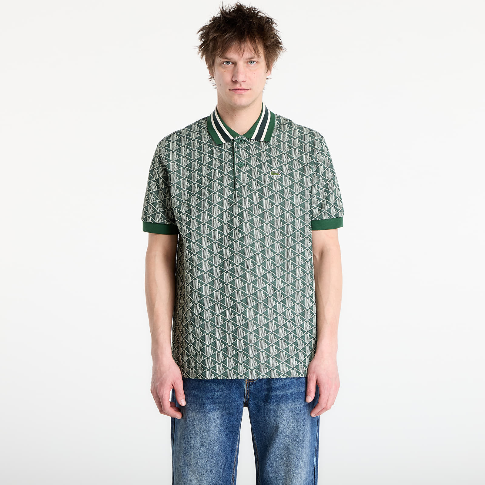 Тениска LACOSTE Short Sleeved Ribbed Collar Shirt Green/ Sinople 5