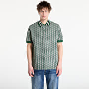 LACOSTE Short Sleeved Ribbed Collar Shirt Green/ Sinople