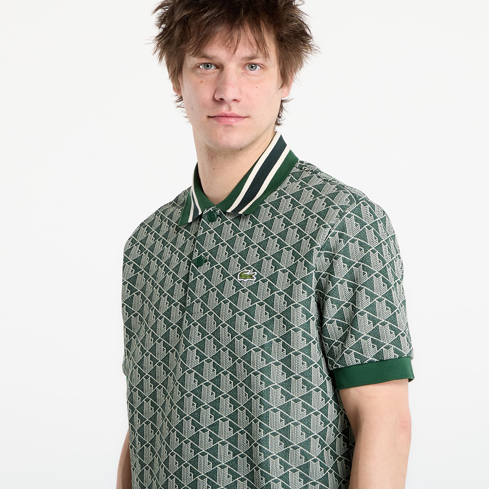 Men's T-shirts LACOSTE Short Sleeved Ribbed Collar Shirt Green/ Sinople