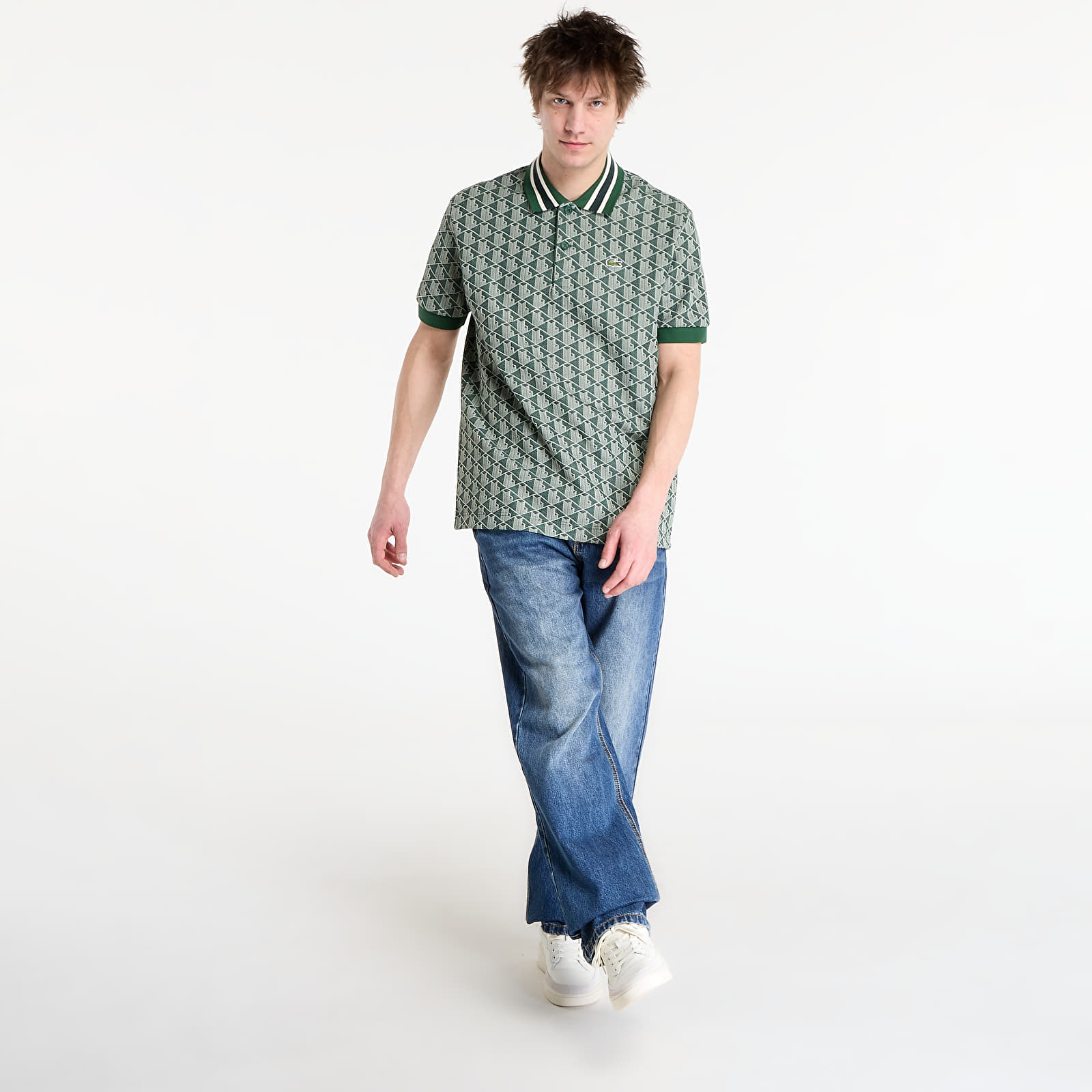 Men's T-shirts LACOSTE Short Sleeved Ribbed Collar Shirt Green/ Sinople