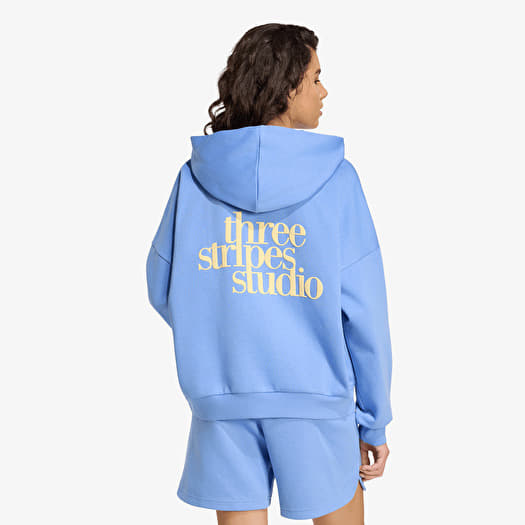 adidas 3 Stripes Studio Hoodie Blue Fusion | Footshop