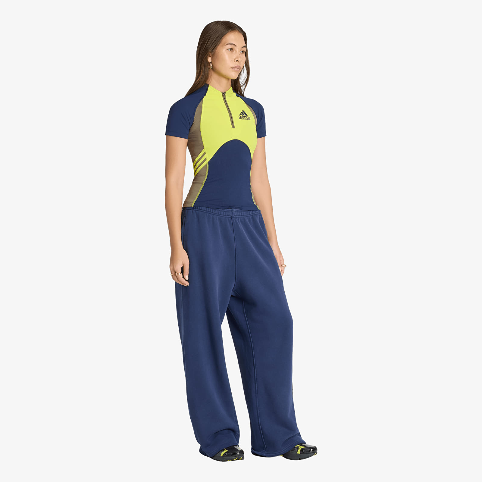 Majice T-shirt adidas Equipment Tight Ss Night Indigo/ Acid Yellow/ Olive Strata