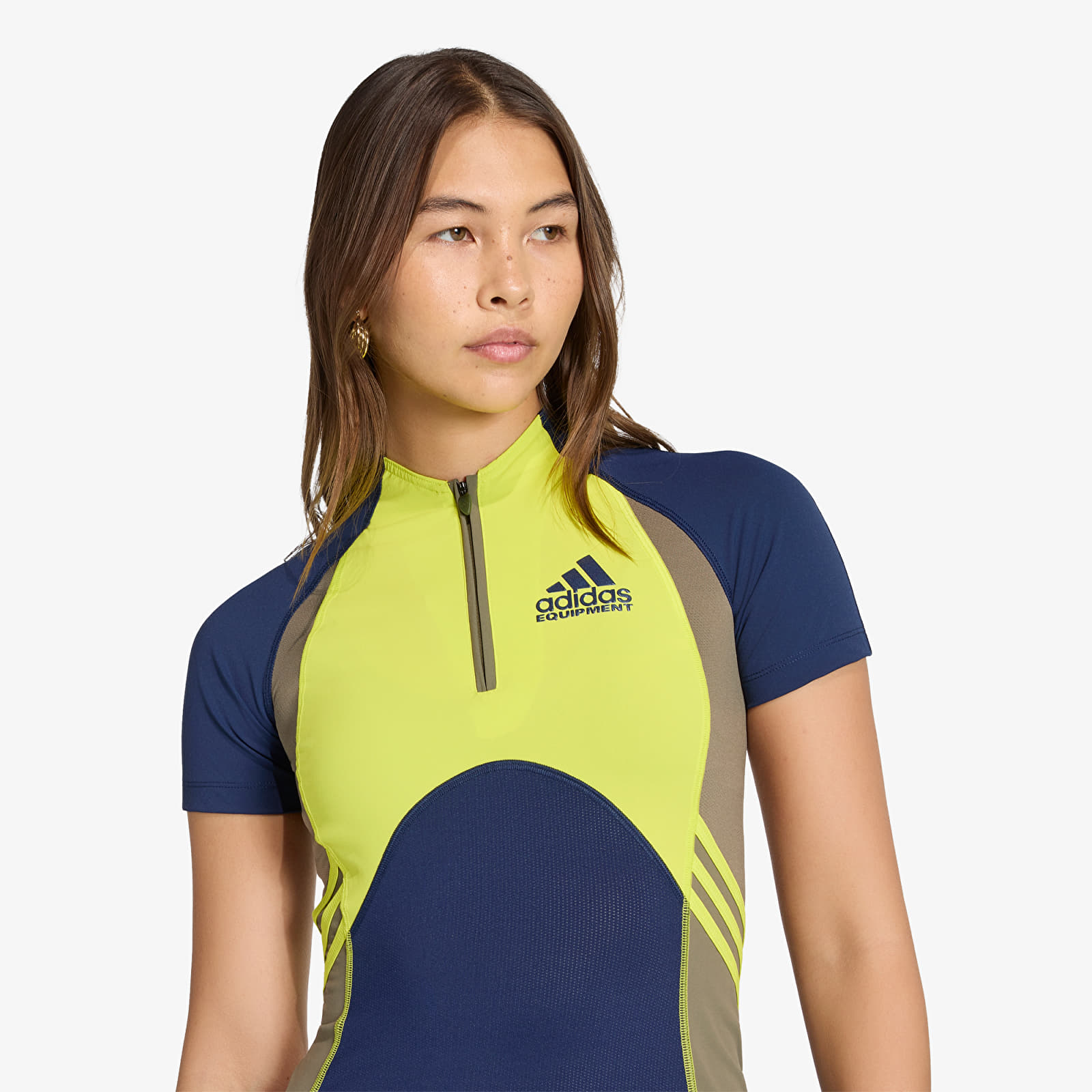 Majice T-shirt adidas Equipment Tight Ss Night Indigo/ Acid Yellow/ Olive Strata