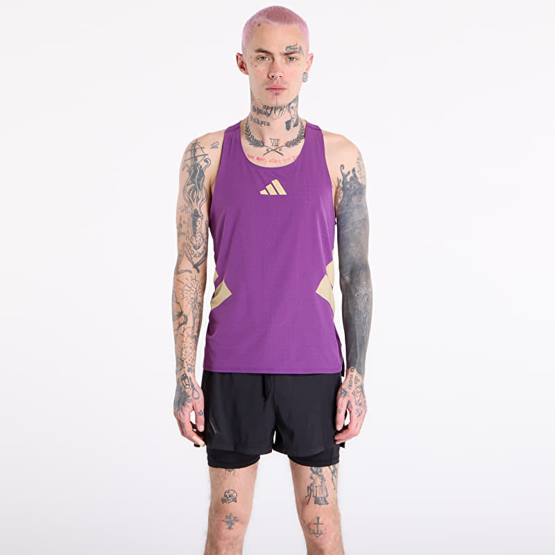 Marškinėliai adidas Adizero Road To Records Tank Top Tribe Purple