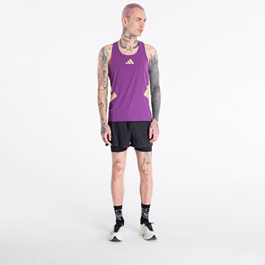 LGB パープル タンクトップ Men's T-shirts adidas Adizero Road To Records Tank Top Tribe