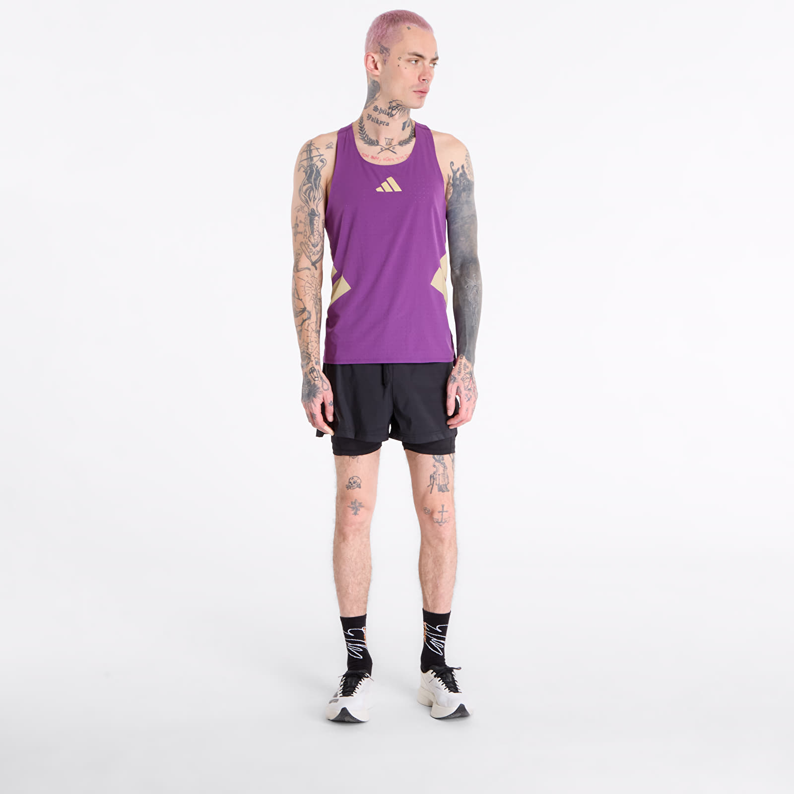 T-skjorter for menn adidas Adizero Road To Records Tank Top Tribe Purple