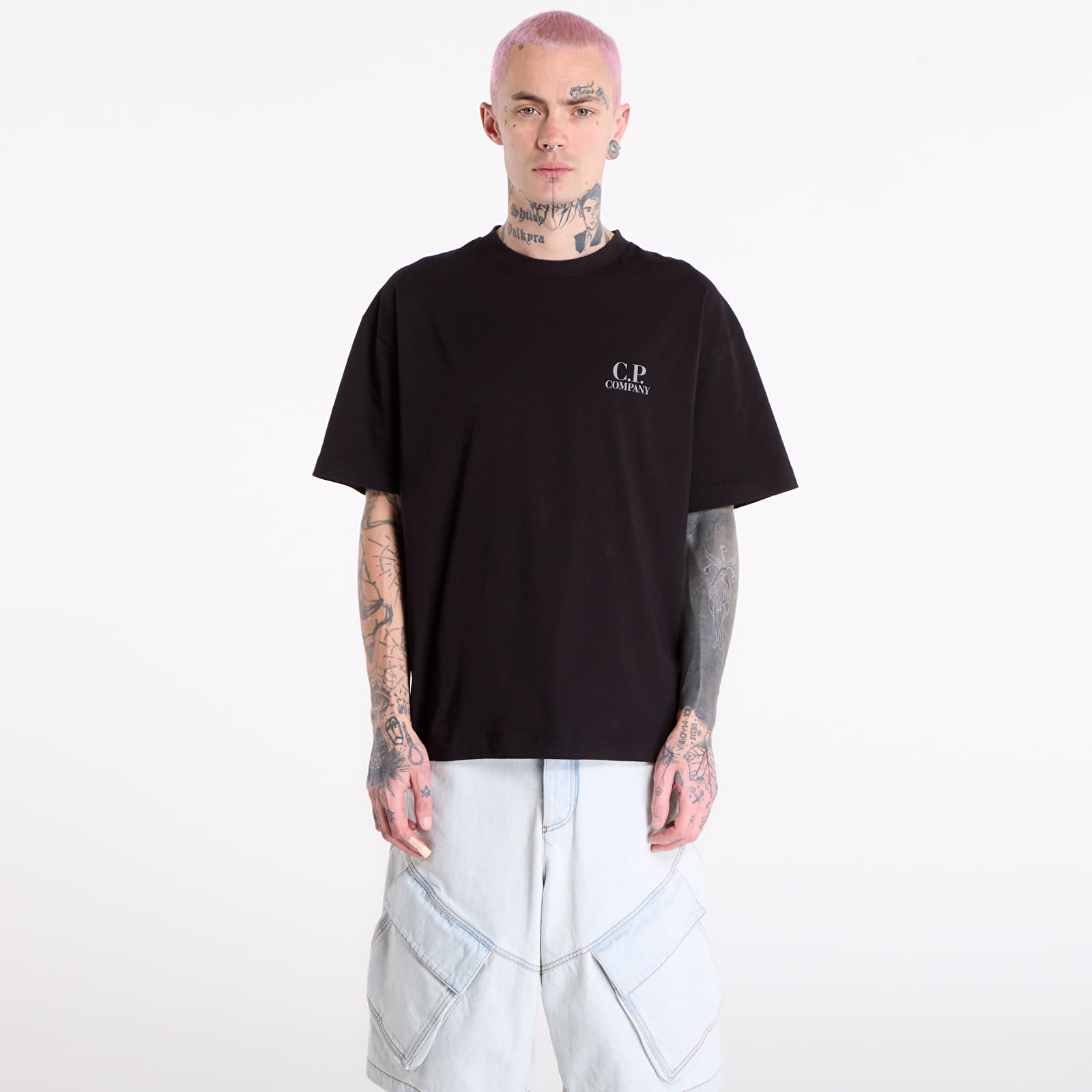 Camisetas C.P. Company 30/1 Jersey Short Sleeve Logo T-Shir Black