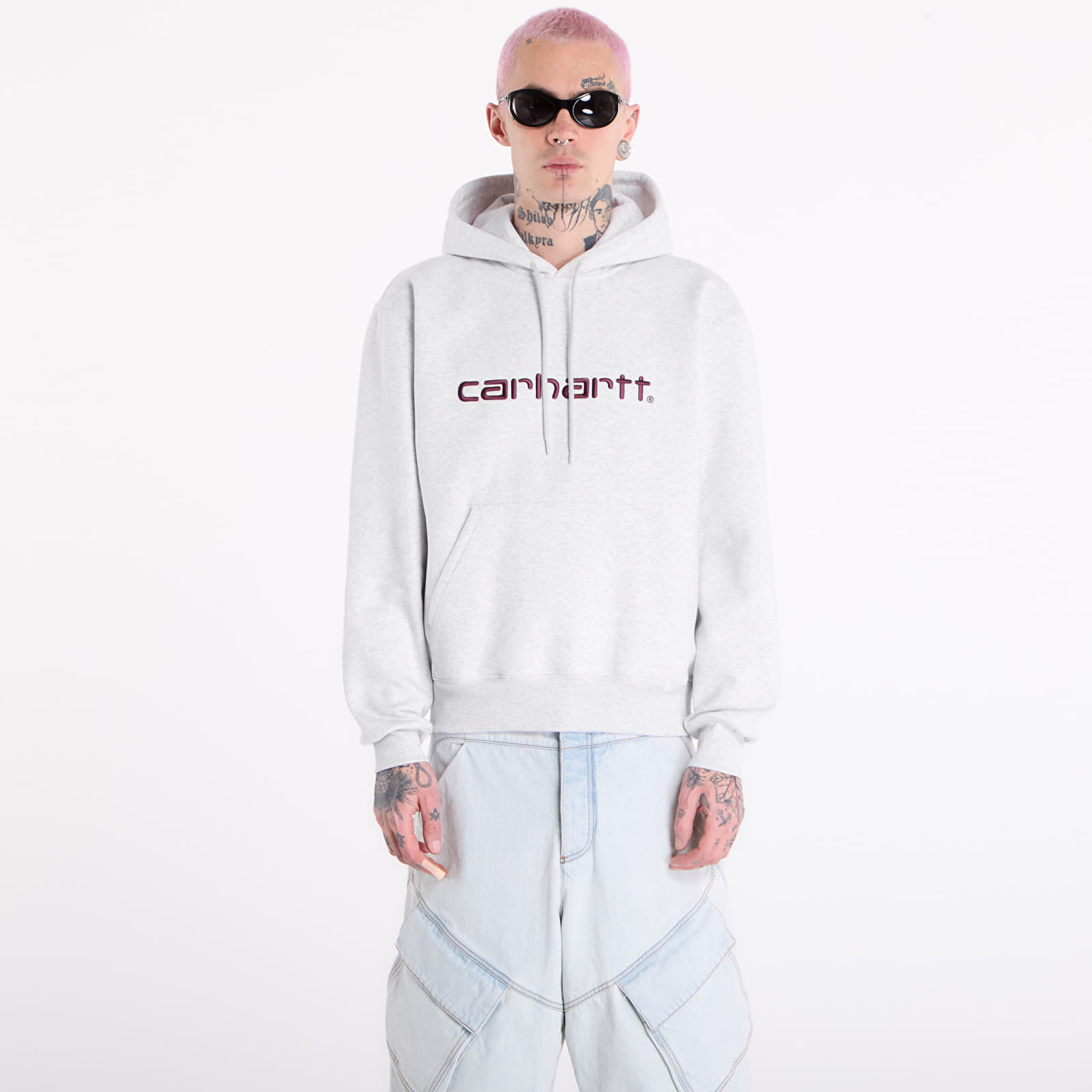 Суитшърт Carhartt WIP Hooded Carhartt Sweat UNISEX Ash Heather/ Cozy Purple XS