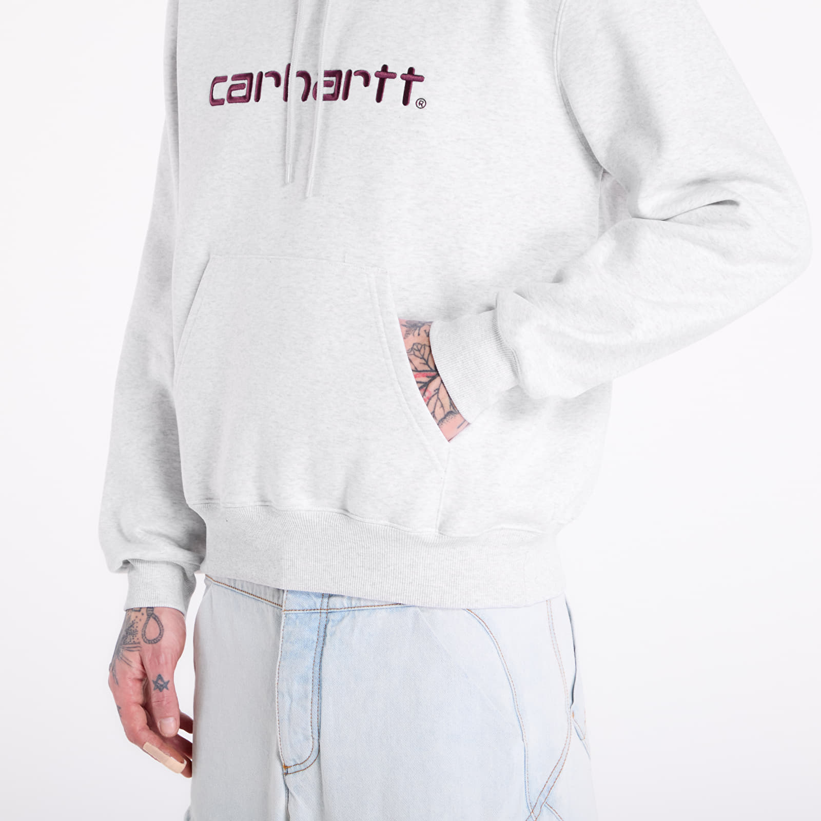 Mikiny Carhartt WIP Hooded Carhartt Sweat UNISEX Ash Heather/ Cozy Purple