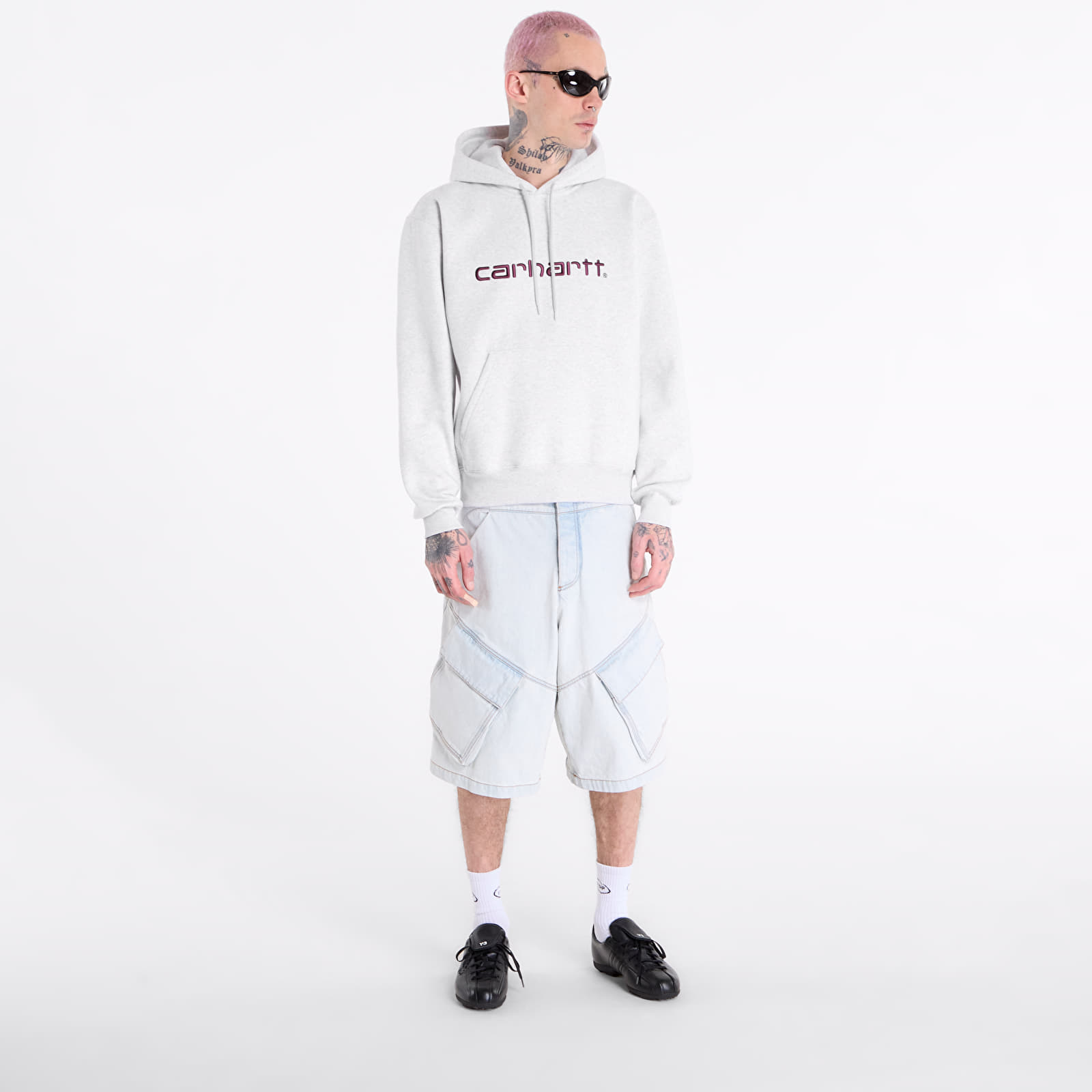 Mikiny Carhartt WIP Hooded Carhartt Sweat UNISEX Ash Heather/ Cozy Purple