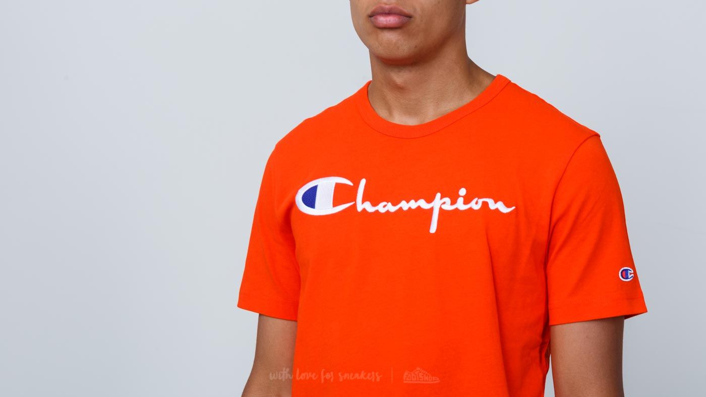 T shirts Champion Crewneck T Shirt Fire Orange Footshop
