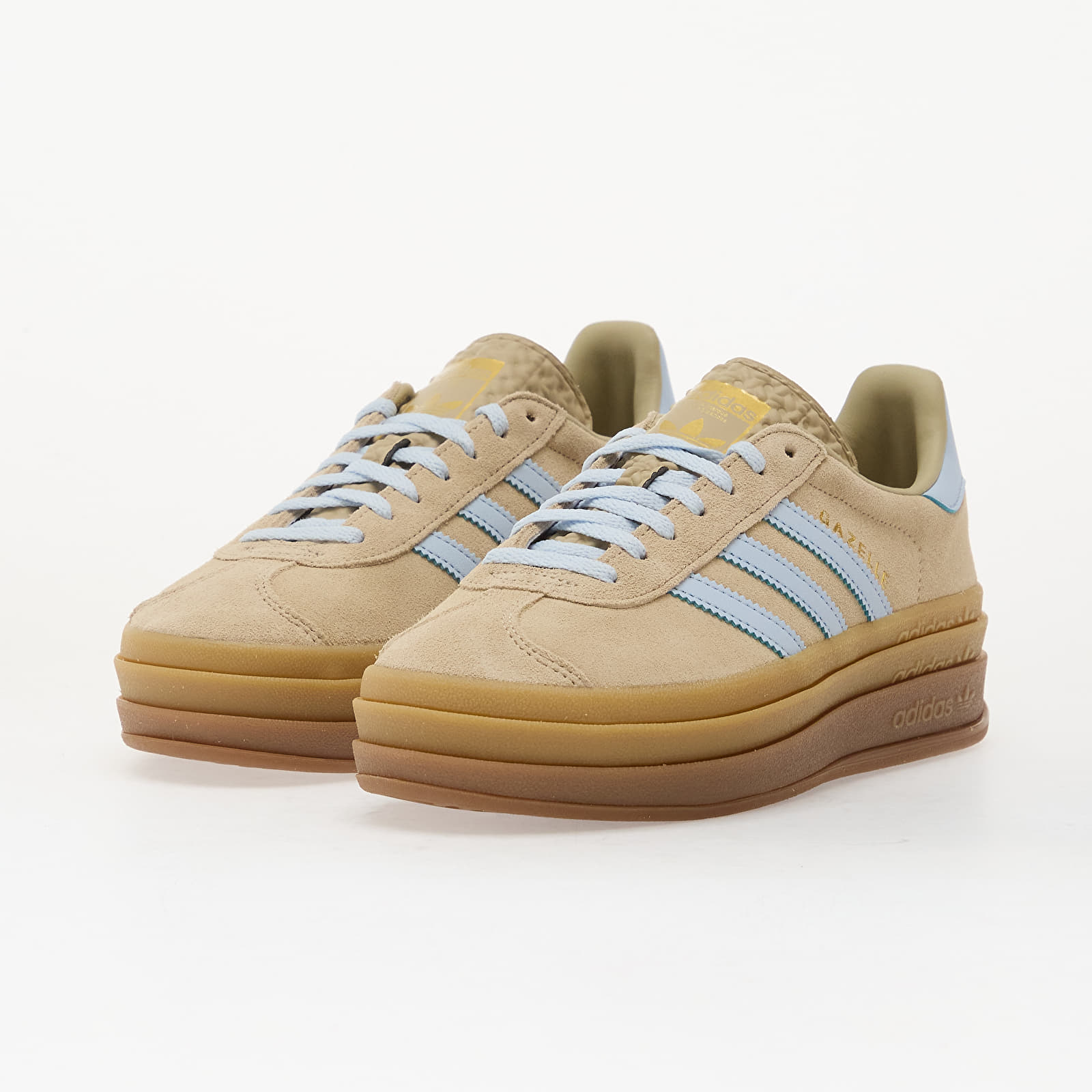 Damesko adidas Gazelle Bold Stone Khaki/ Crystal Sky/ Gold Met.
