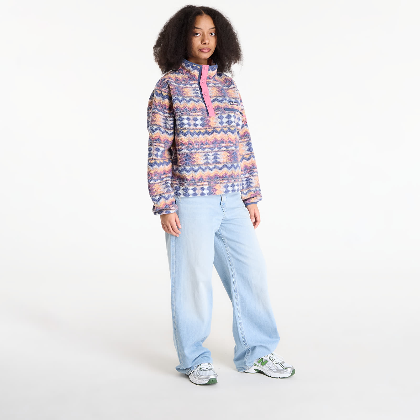 Γυναικεία σακάκια Columbia Helvetia™ II Cropped Sherpa Half Snap Fleece With Print Sea Salt/ Retrotree