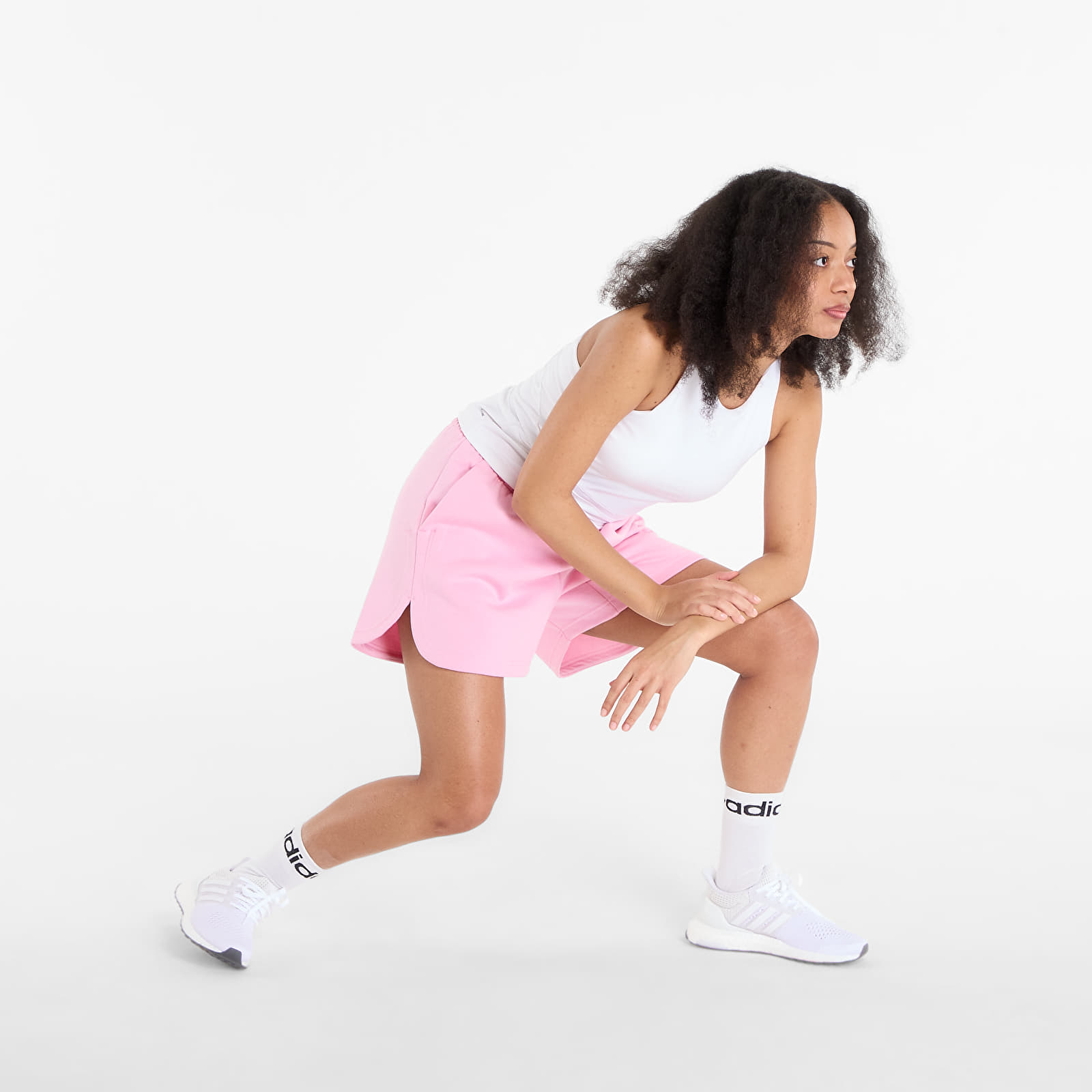 Shorts voor dames adidas 3 Stripes Studio Fleece Loose Shorts True Pink