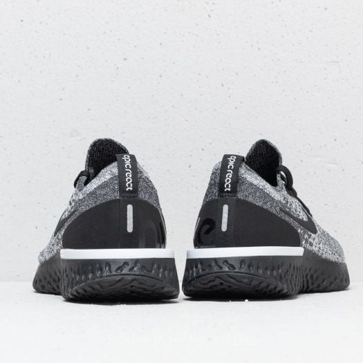 Nike epic react flyknit black black white mens 2025