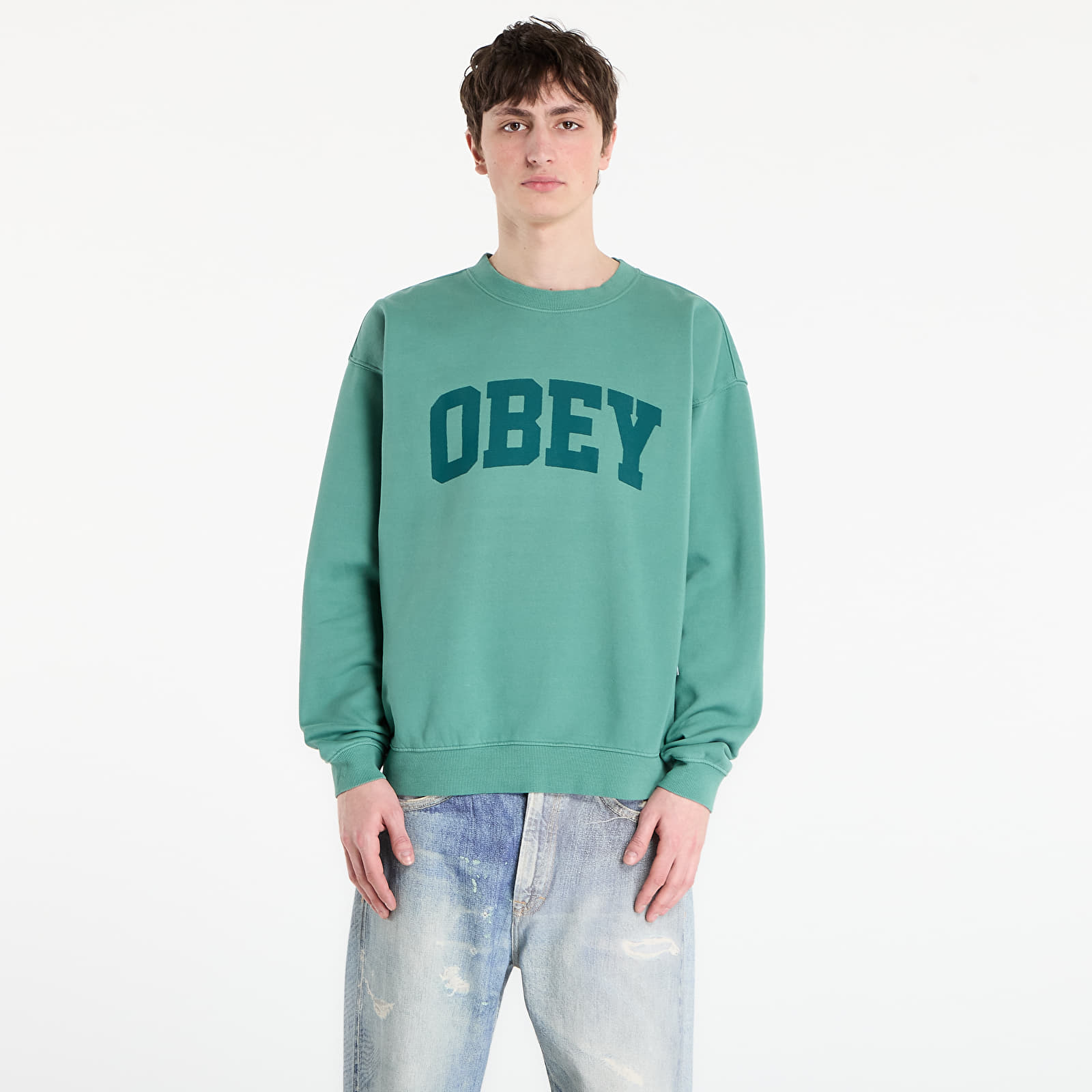 Sweatjacken und Sweatshirts OBEY Collegiate Pigment Crew Pigment Rainforest