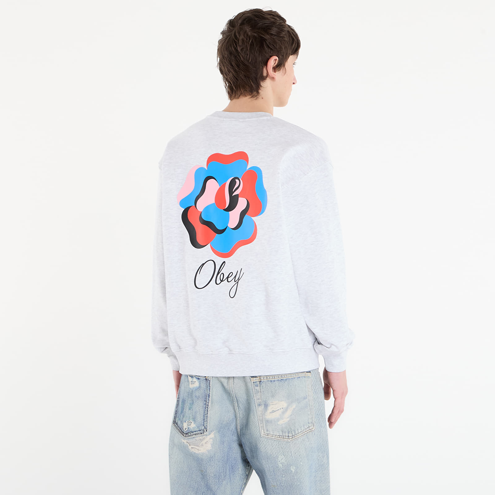 Mikiny OBEY Paper Rose Heather Grey