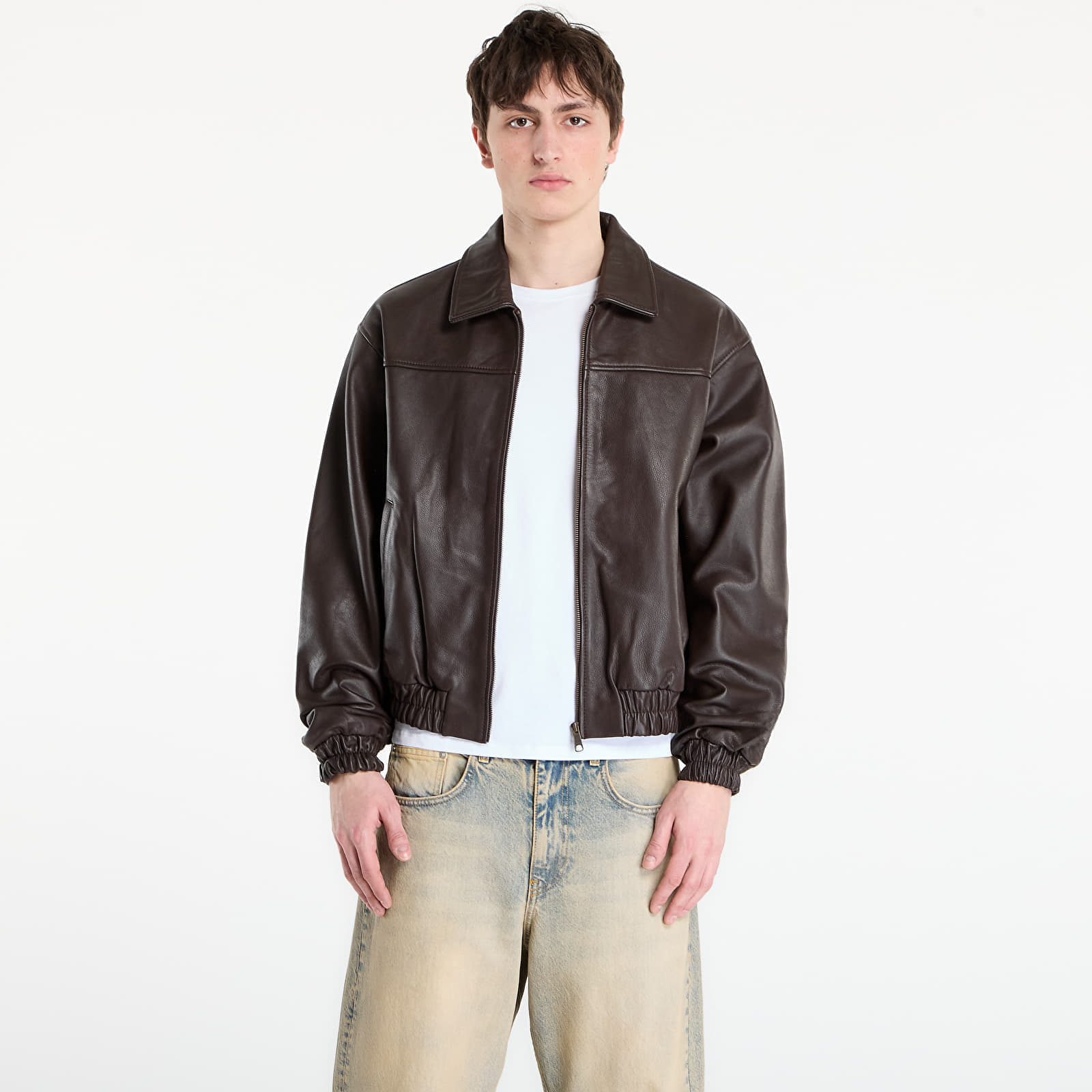 Яке Patta Leather Bomber Jacket UNISEX Coffee Bean L