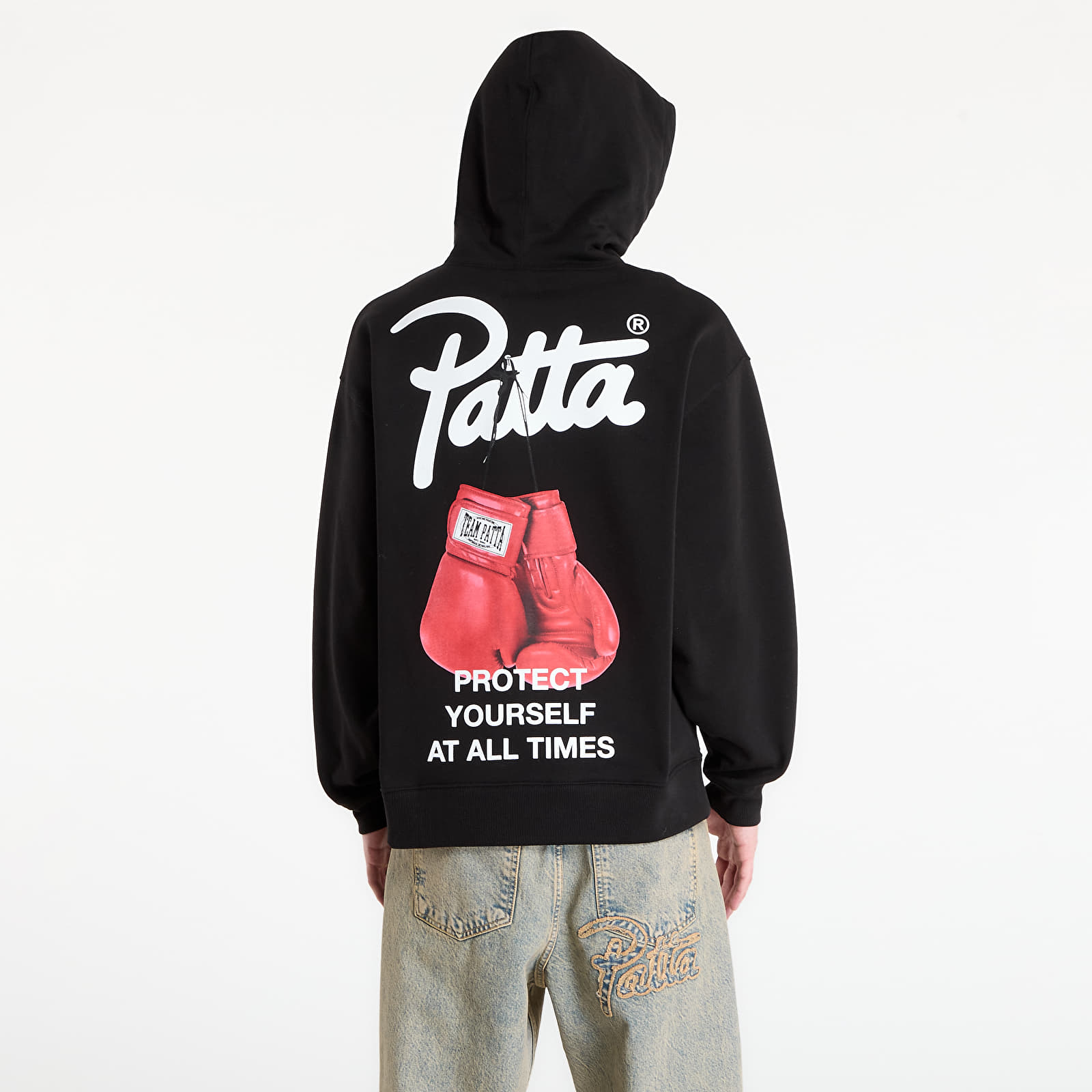 Mikiny Patta Protect Yourself Hooded Sweater UNISEX Black