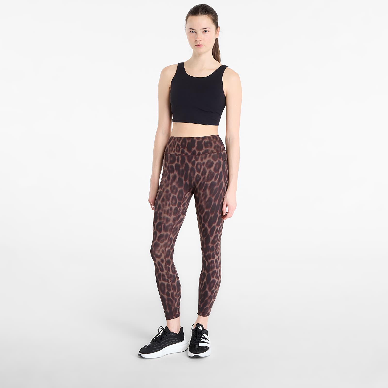 Leggings de mulher adidas Optime Power Leopard 7/8 Leggings Black/ Almost Yellow