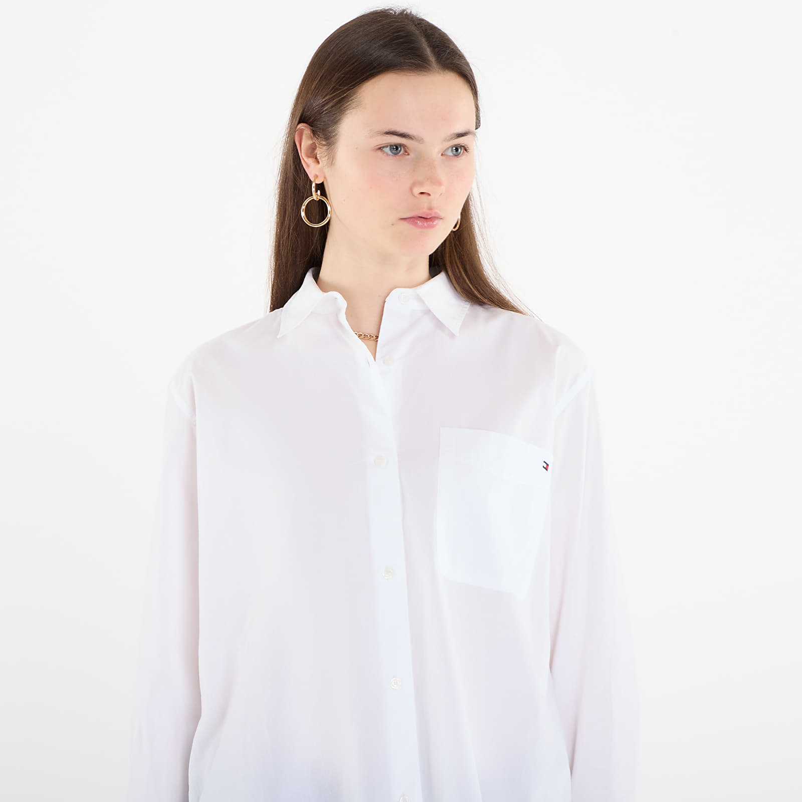 Camicie donna Tommy Hilfiger Ess Poplin Easy Fit Shirt Optic White
