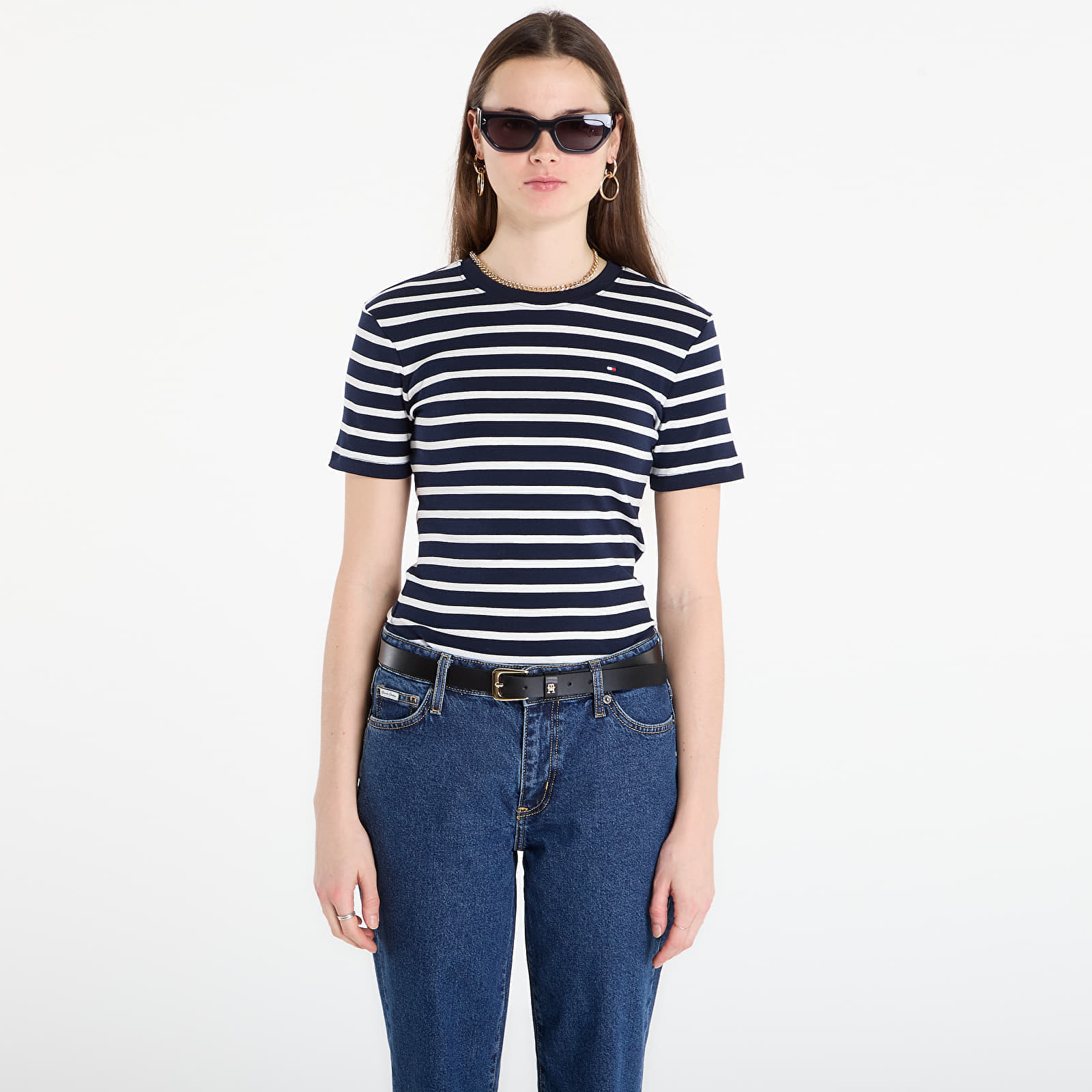 Тениска Tommy Hilfiger Slim Cody C-Nk S/S Tee Breton Stripe Dark Night/ Ecru M