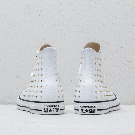 white converse with gold studs