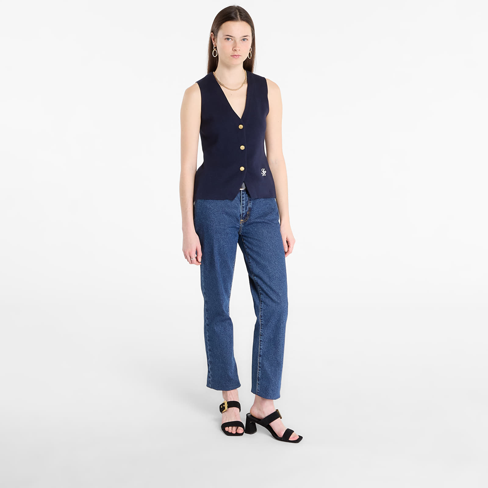 Westen - Frauen Tommy Hilfiger Co Full Needle Slim Vest Navy