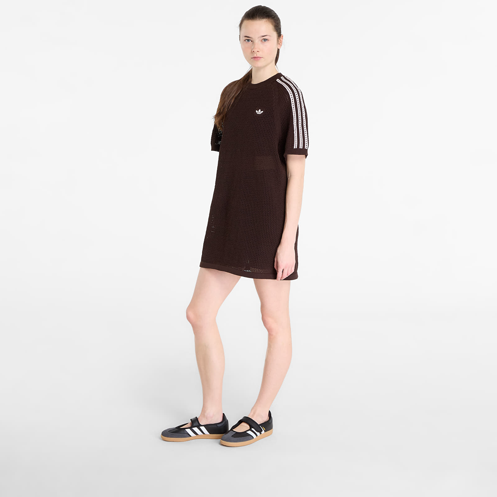 Kjoler til kvinder adidas Knitted Crochet Dress Aurora Coffee