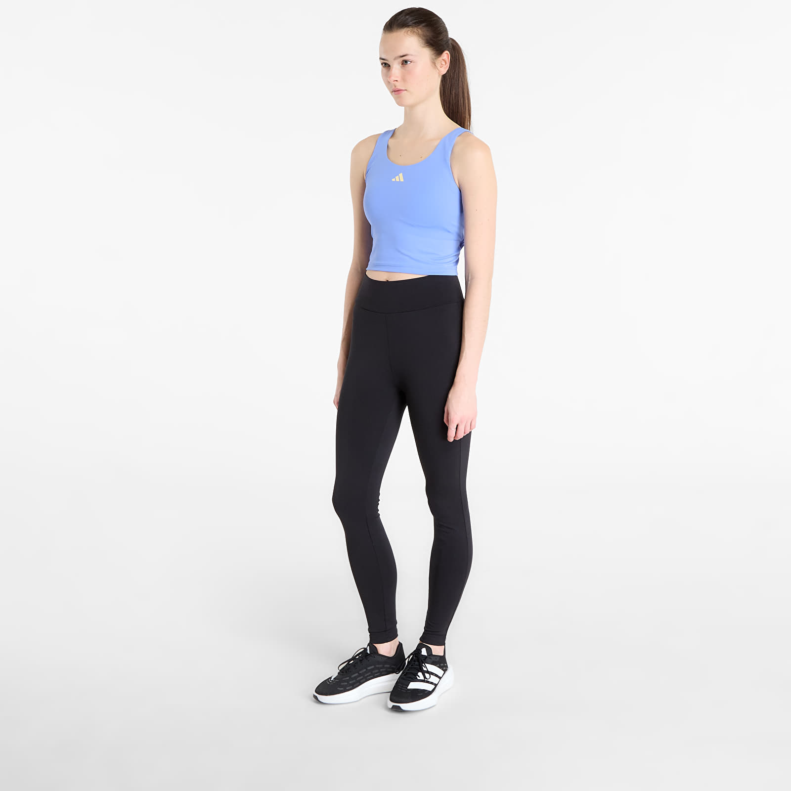 Canotta donna adidas 3 Stripes Studio All Me Light Support Tank Top Blue Fusion
