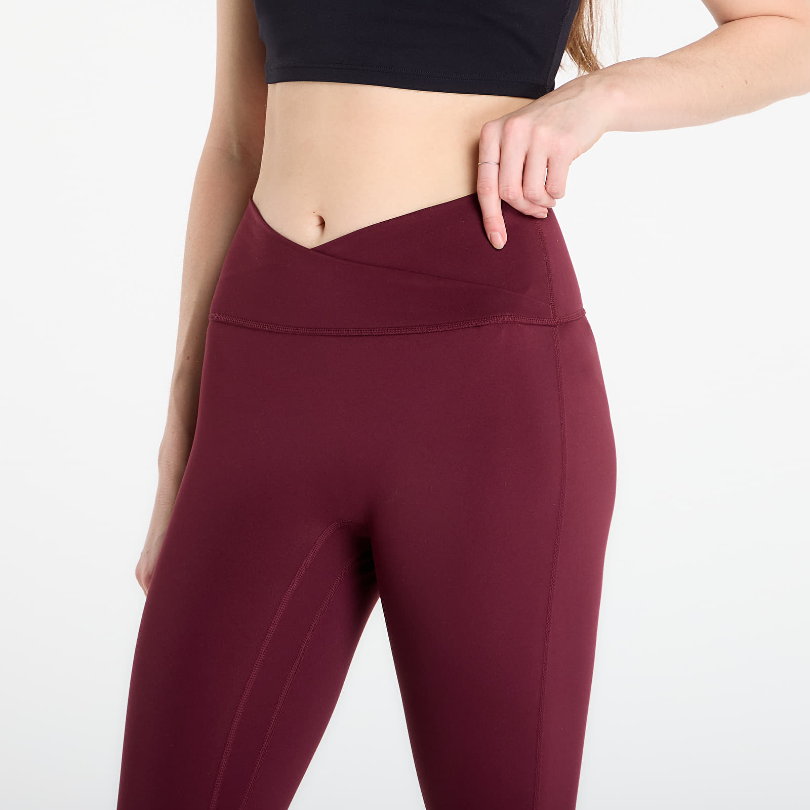 Leggings für Damen adidas W 3Ss X-Over Leggings Maroon